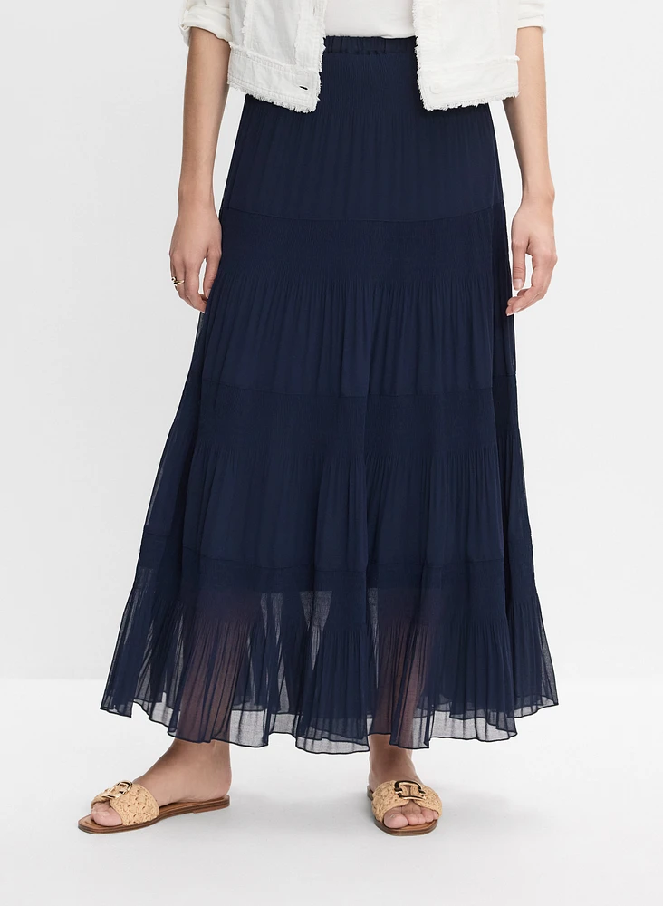 Pleated Chiffon Maxi Skirt