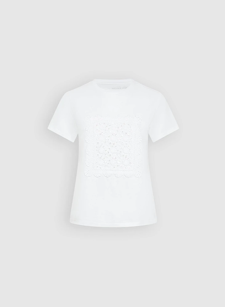T-shirt à détail en crochet