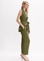 Pantalon à jambe droite écourtée