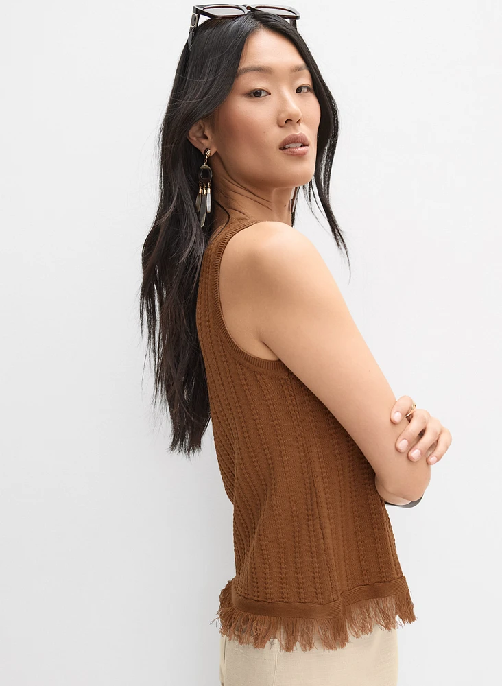 Fringe Hem Knit Tank Top