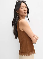 Fringe Hem Knit Tank Top