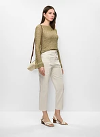 Oblique Pockets Slim Leg Capris