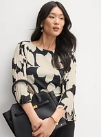Floral Pleat Sleeve Top