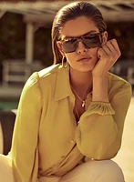 Satin Twist-Hem Blouse