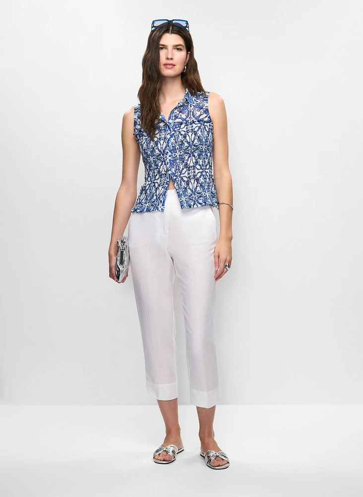 Blouse froncée à motif abstrait