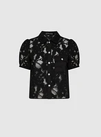 Blouse en dentelle à col chemisier