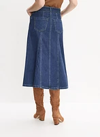 Jupe midi en denim à ceinture
