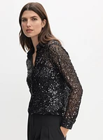 Haut à col polo paillettes