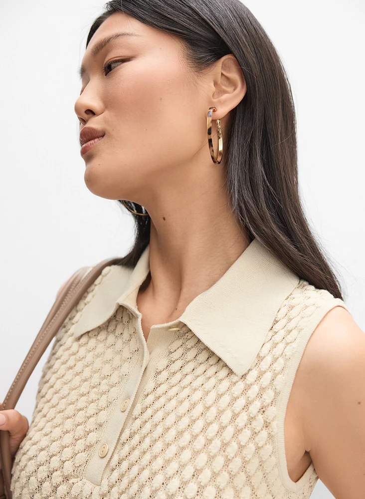 Sleeveless Knit Polo Top