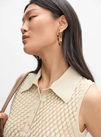 Sleeveless Knit Polo Top