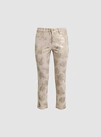 Foil Leaf Print 7/8 Jeans