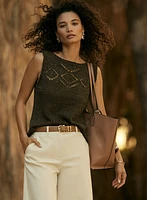Sleeveless Open-Knit Sweater