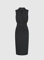 Belted Stretch-Linen Dress