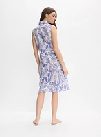 Leaf Print Linen Dress
