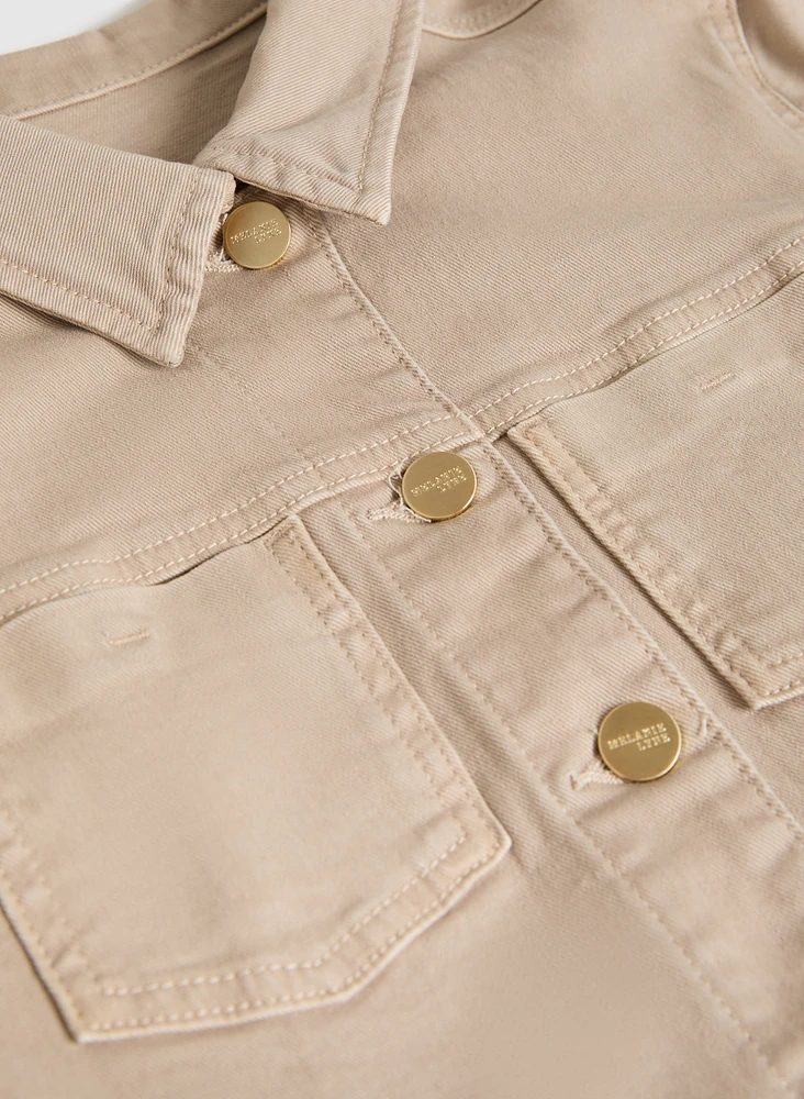 Veste en denim à ourlet effiloché