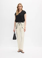 V-Neck Open Knit Pullover