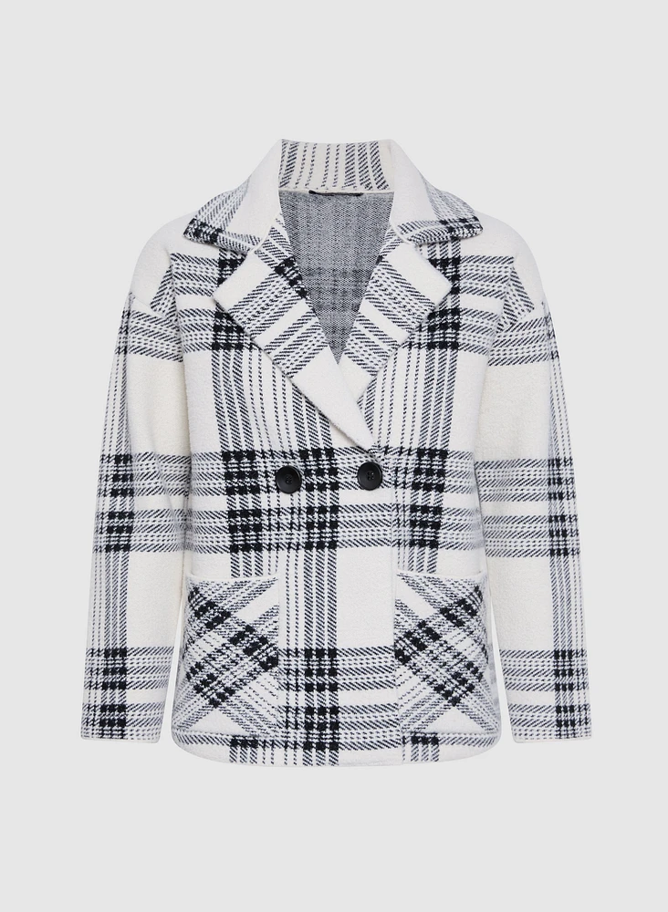 Cardigan carreauté à col cranté