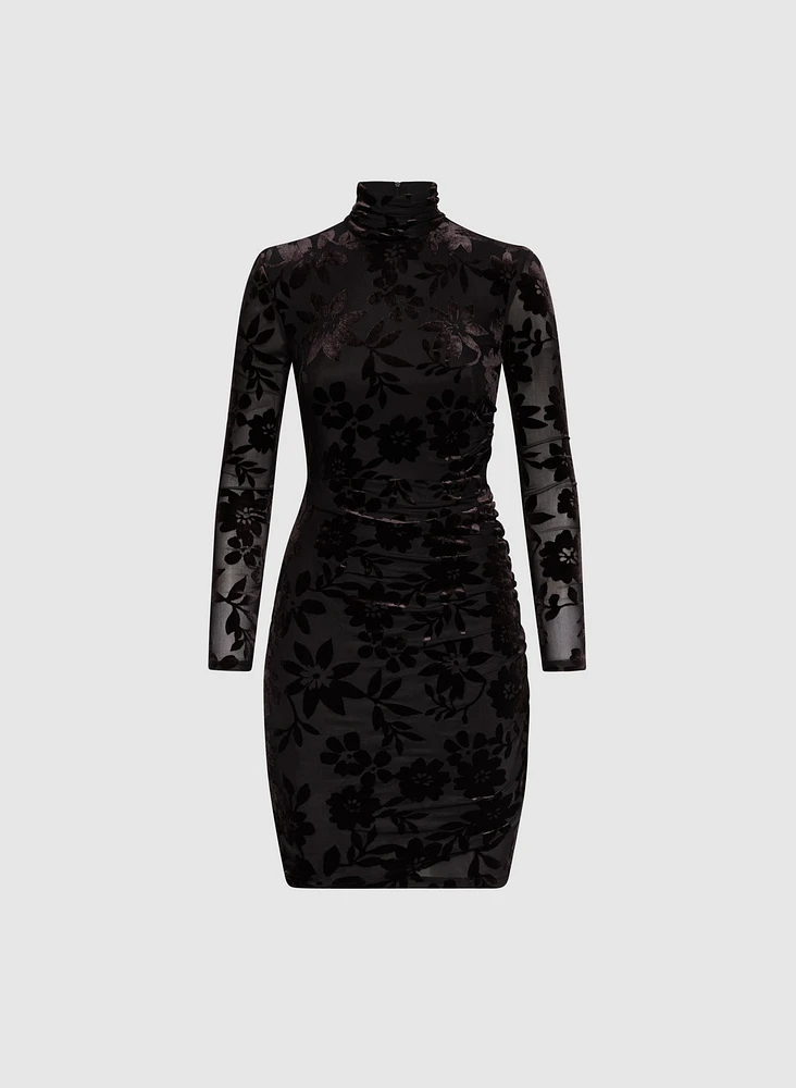 Floral Velvet Burnout Dress