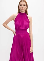Plissé Satin Dress