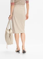 Zip Front Stretch Linen Skirt