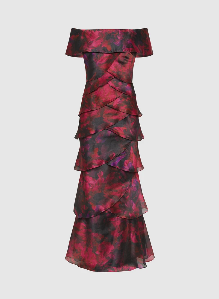 Tiered Off-Shoulder Floral Dress