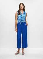 Blouse fleurie en crêpe sans manches
