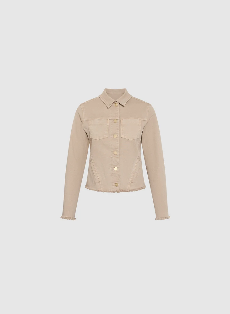 Veste en denim à ourlet effiloché