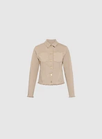 Veste en denim à ourlet effiloché