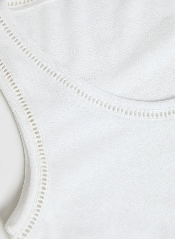 Embroidered Linen-Blend Tank Top