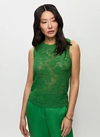 Floral Open-Knit Sleeveless Sweater