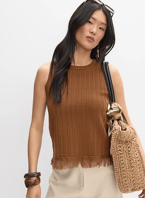 Fringe Hem Knit Tank Top