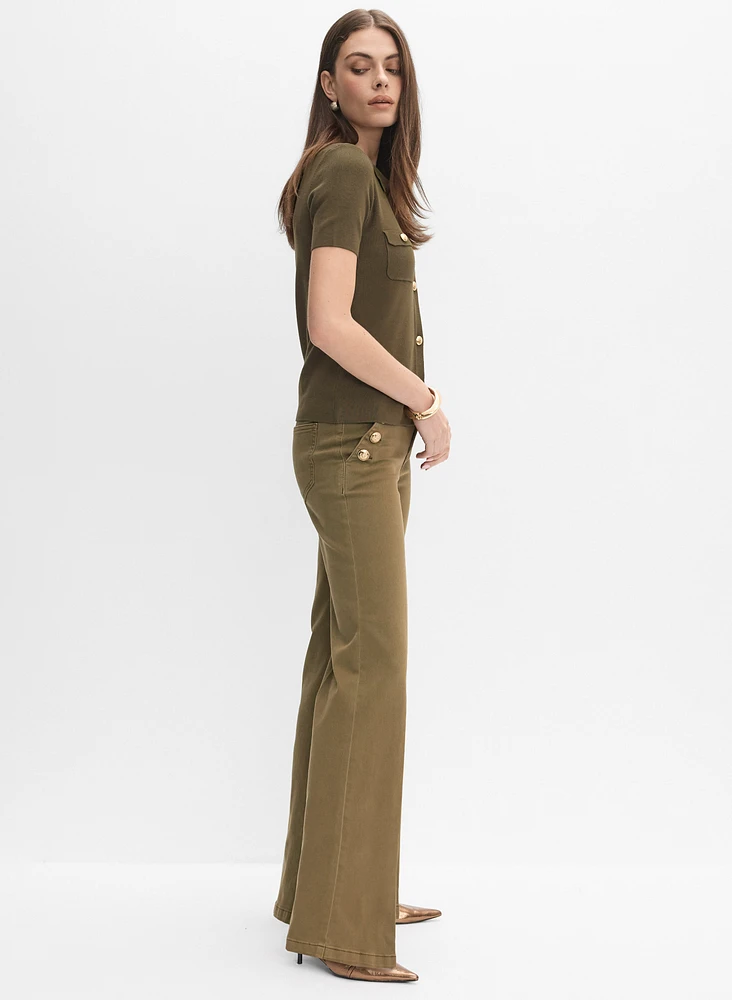 Embossed Button Trouser Jeans