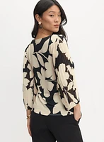 Floral Pleat Sleeve Top