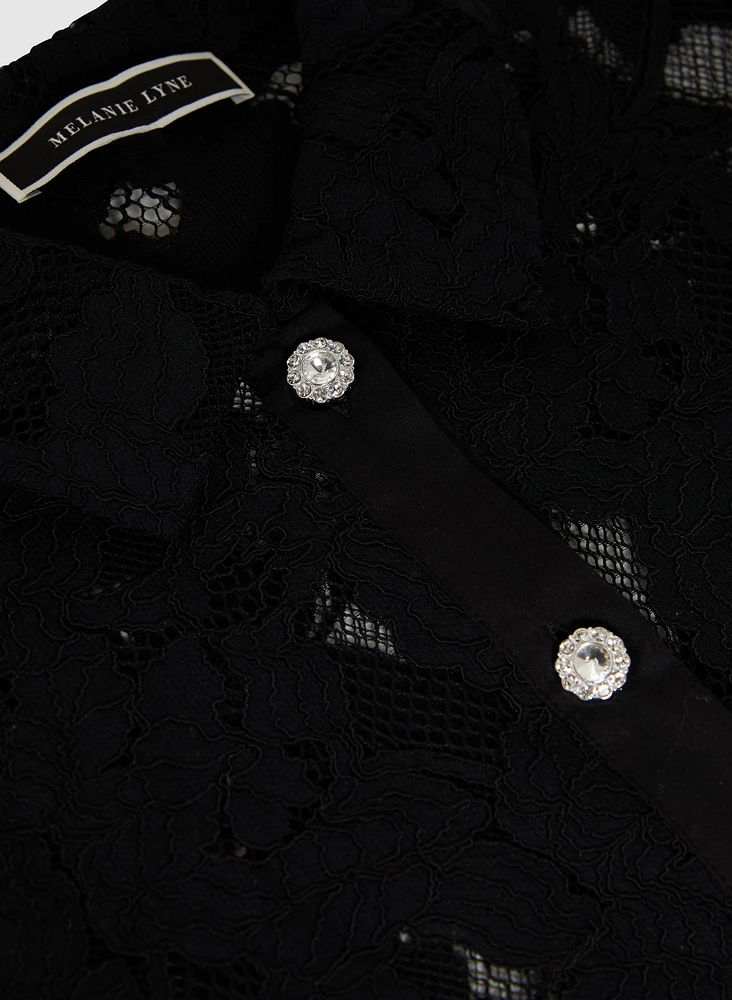 Blouse en dentelle à col chemisier