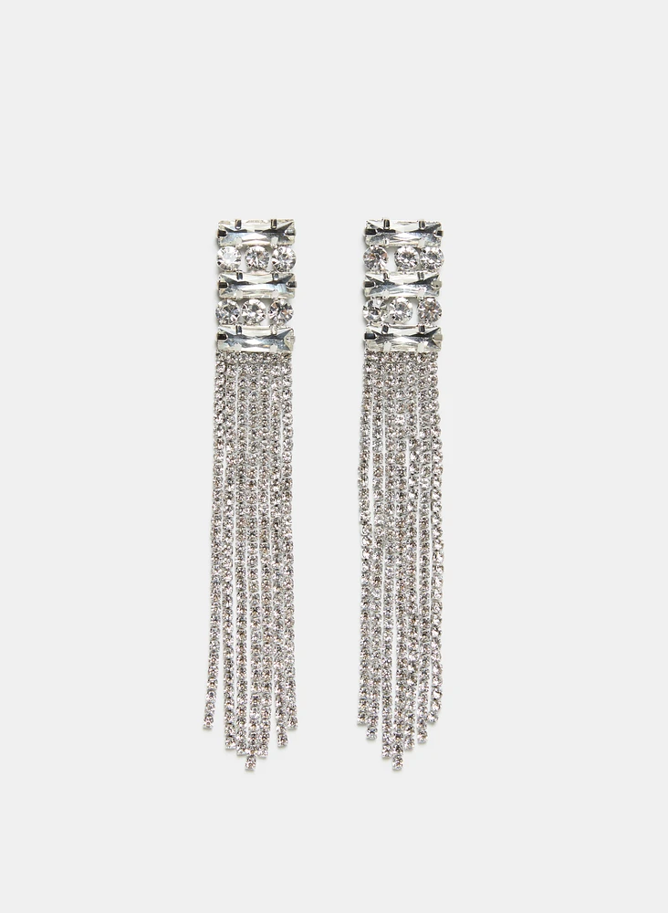Boucles d'oreilles à cascade de cristaux