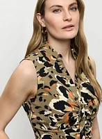 Leopard Print Sleeveless Blouse
