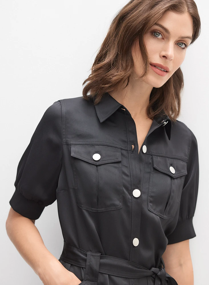 Satin Shirt Dress