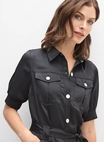 Satin Shirt Dress