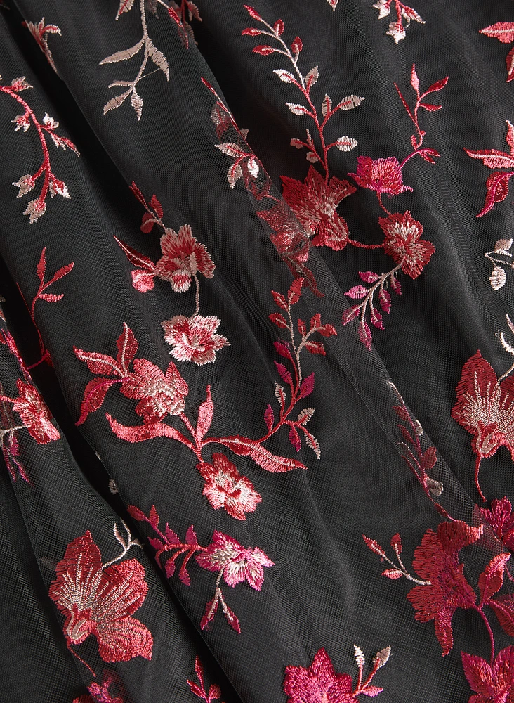 Floral Ombre Embroidered Dress