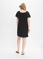 Crinkled V-Neck Dress