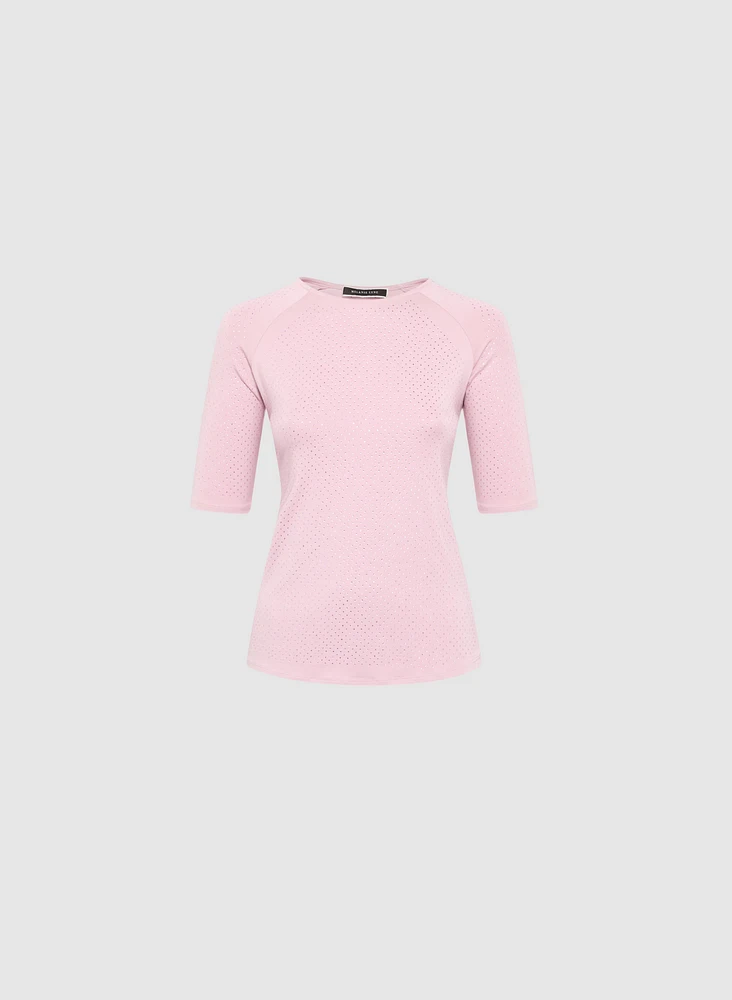 T-shirt à embellissements de pierres