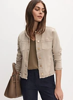 Veste en denim à ourlet effiloché