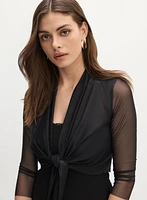 Tie-Front Mesh Bolero