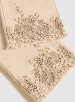 Pearl Embellished Denim Capris