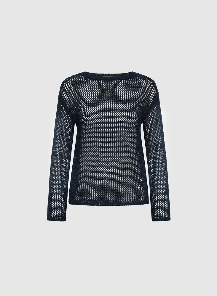 Open Knit Pullover Sweater