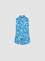 Blouse fleurie en crêpe sans manches