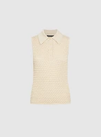 Sleeveless Knit Polo Top