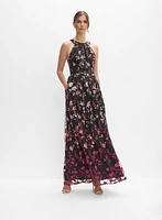 Floral Ombre Embroidered Dress