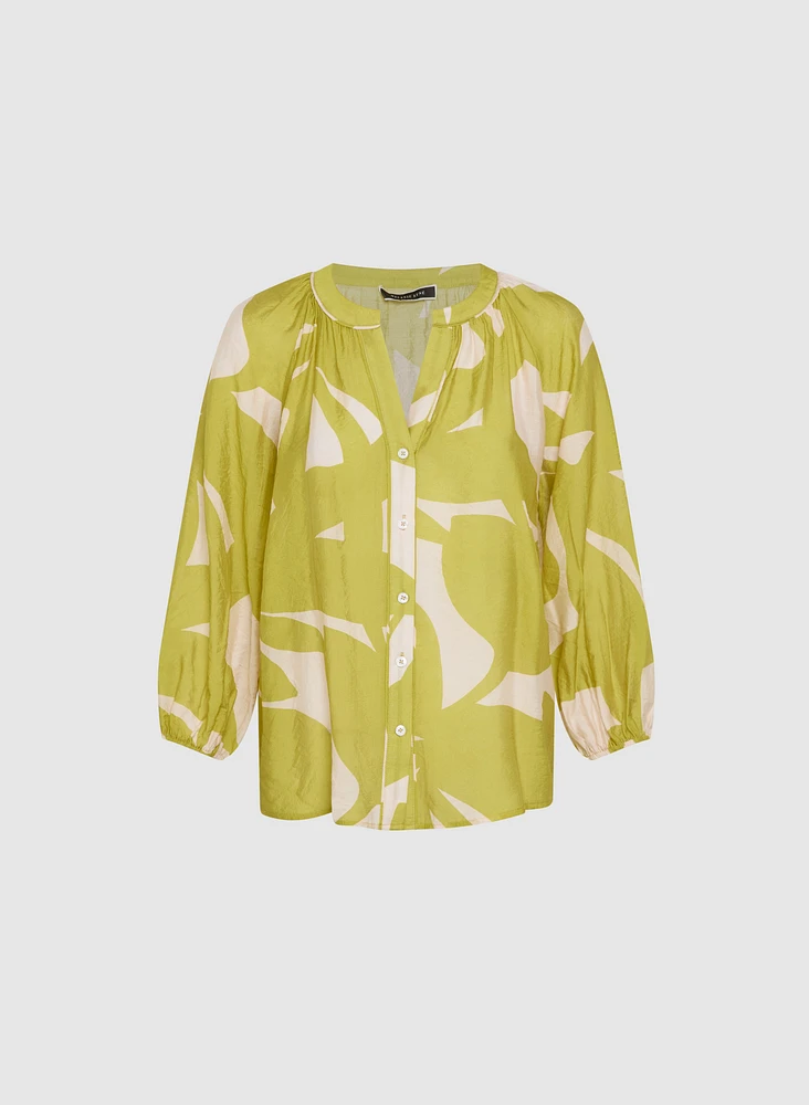 Printed Button-Down Blouse