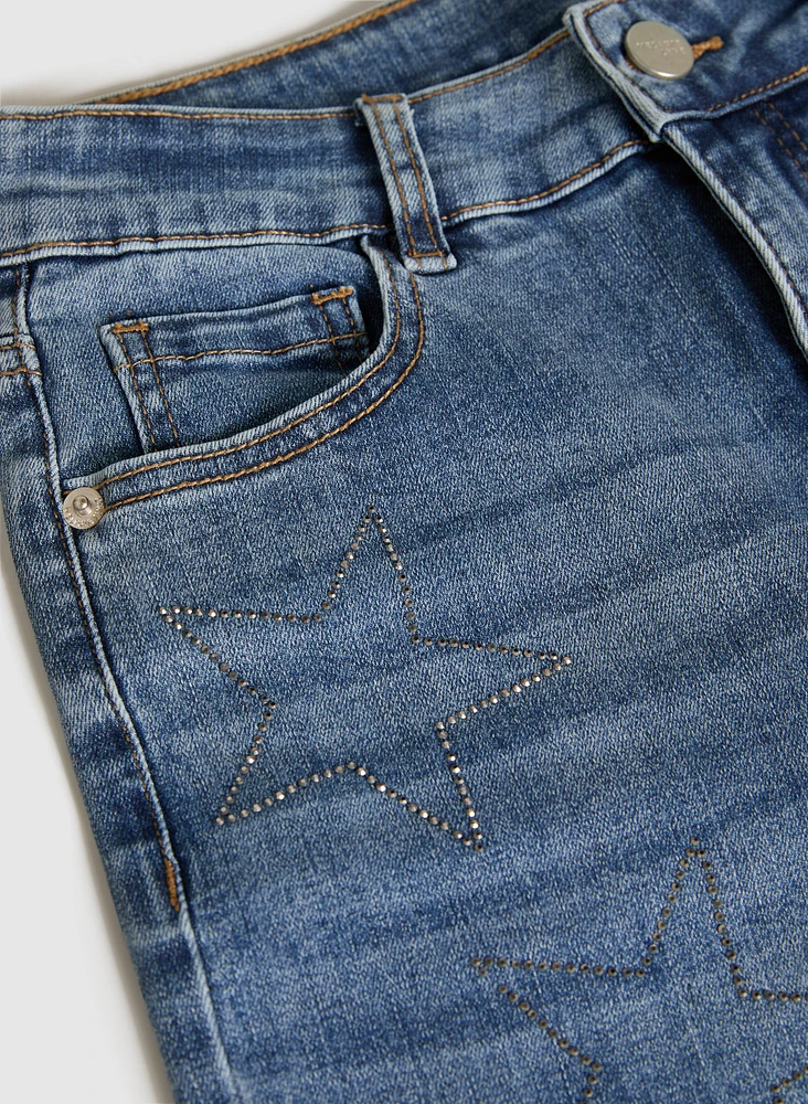 Capri en denim à étoiles scintillantes